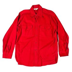 Vintage Woolrich Red Wool Button Up Flannel Shirt Size Large